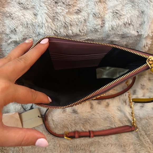 Burberry Dusty Pink Peyton Horse Check Crossbody Bag - Picture 7 of 9